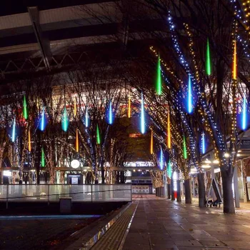 

30/50cm 8 Tube Holiday Light String Waterproof Festival Meteor Shower LED Light Indoor Outdoor Garden Party Decorative Light