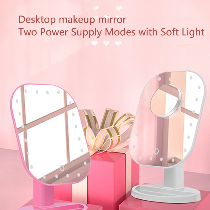 Led Makeup Mirror Portable 20 LED Light Touch Screen 10X Magnifier Vanity Mirror Flexible Cosmetics Desktop USB Mirror FZB3686-3