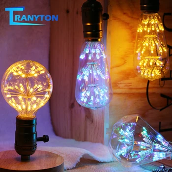 

Creative LED Light Bulb E27 220V Vintage Filament Lamp Colorful Dream Starry Sky Fireworks Bulbs for Christmas Party Decoration