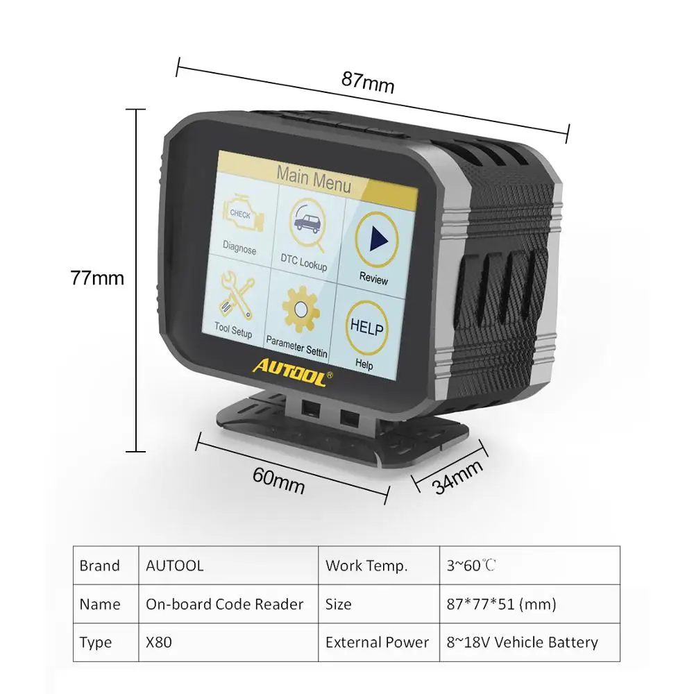 AUTOOL X80 2в1 OBD2 сканер+ HUD Дисплей Авто диагностический инструмент превышение Предупреждение напряжение Сигнал тревоги тесто чем Ancel 519