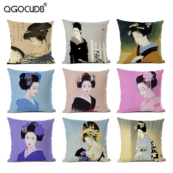 

Japanese Retro Pattern Cushion Cover Women's Living Room Sofa Art Decoration Pillow In Kimono 45x45cm