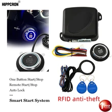 Hippcron botão de parada início do motor alarme carro rfid keyless sistema entrada botão remoto starter stop auto