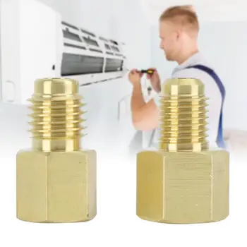 

2Pcs 1/2ACME Brass Refrigeration Adapter Refrigerant Vacuum Pump Port Connector Accessory Male Thread 1/4SAE