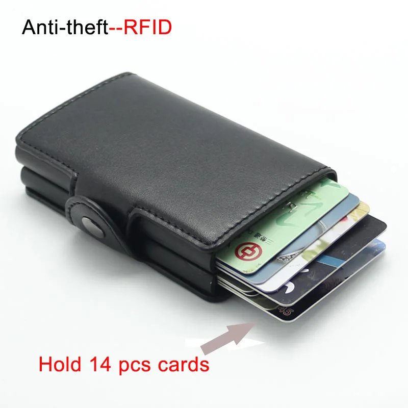 Анти Rfid ID Держатель карты Двойная алюминиевая ремка для телефона коробка мужские кошельки Держатель кредитной карты унисекс мужской кошелек PU кожаный держатель карты