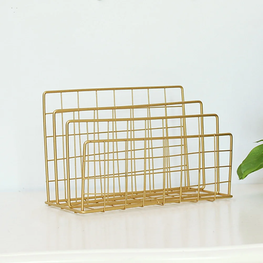 

3 Layers Mail Organizer Nordic Style Home Newspaper Books Postcards Hotel Holder Office Grid Space Saving Desktop Iron Letters
