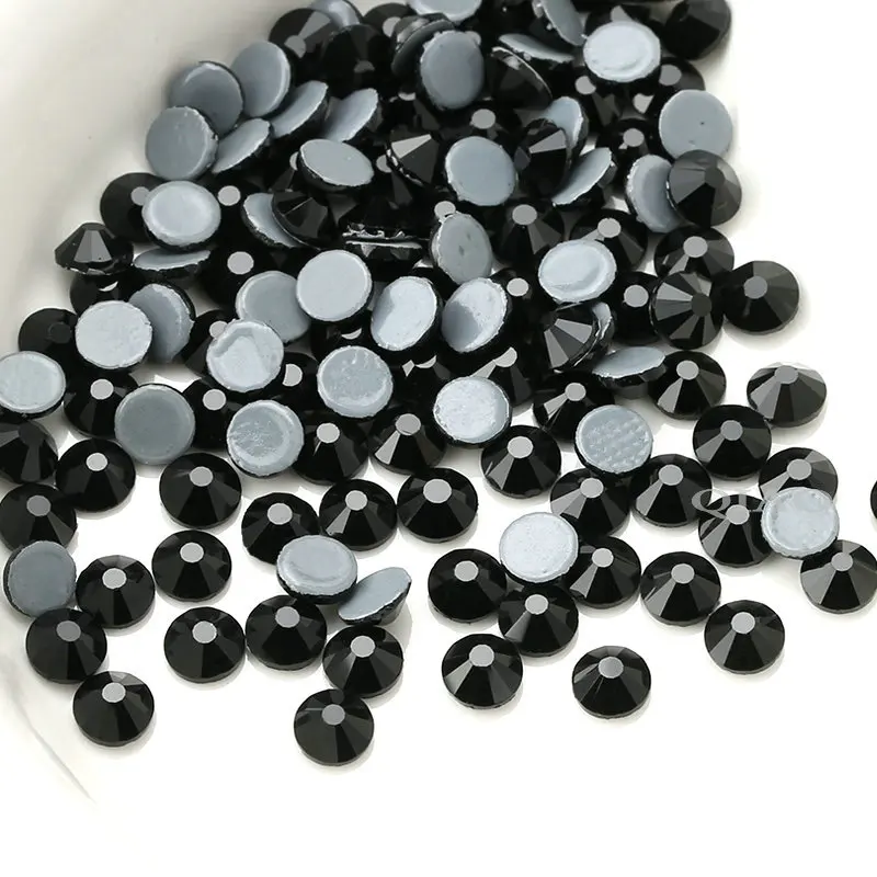 Top Quality Black Hot-fix Rhinestones SS16 SS20 1440pcs/pack Crystal glass Iron On Rhinestone for clothes wedding decoration