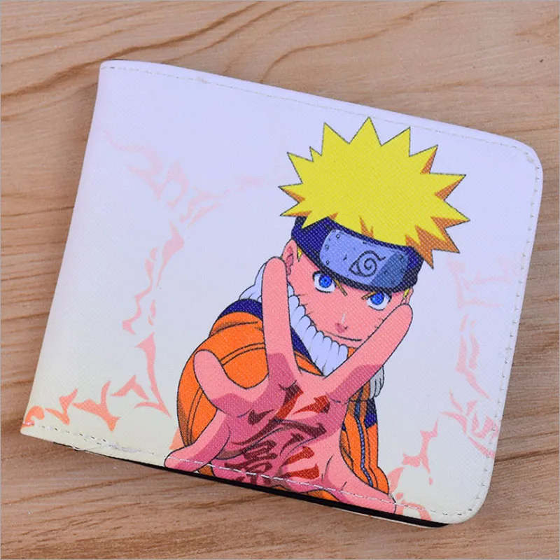 Hommes Gar/çon Anime Naruto Cuir Portefeuille Cartoon Court Sac /à main Hommes Femmes Portefeuille Carte de Cr/édit Titulaire Avec Collier Anneau