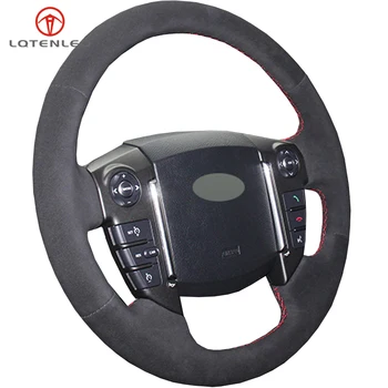 

LQTENLEO Black Suede DIY Hand-stitched Car Steering Wheel Cover For Land Rover Discovery 4 2010-2016 Range Rover Sport 2010-2013