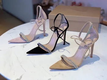 

Newest Hot Summer Shoes Women Party Sexy Women Sandals Genuine Leather Super High Heels Lace Up Women Sandals Zapatos De Mujer