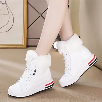 

Full Leather Casual New Women's Boots 2019 New Inner and Outer Skin High To Help Fashion Comfortable Neckline Wool Boots