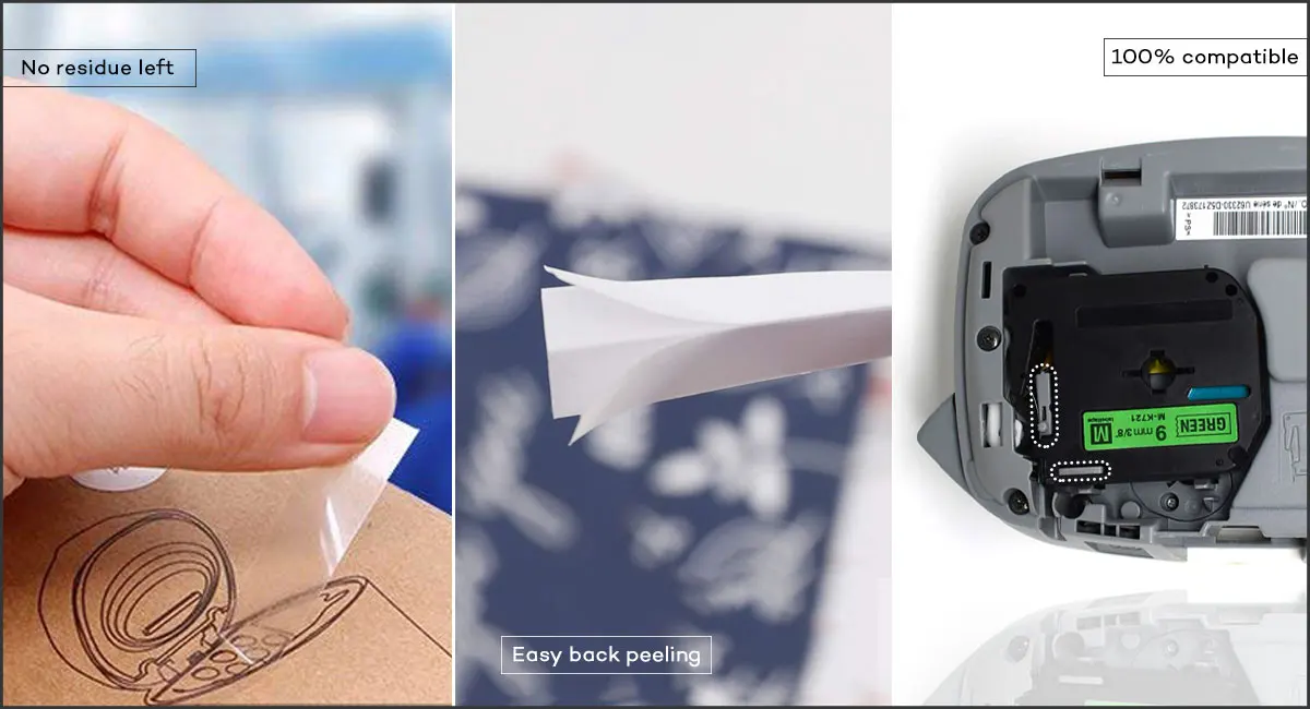 Description Picture 6 of item5Packs Compatible brother mk 221 ribbon MK221 M-K221 M221 9MM Black on white label tape for brother p-touch printer PT-70 PT-80