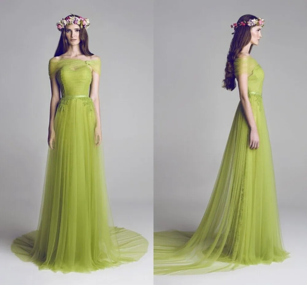 

free shipping 2018 New Vestido De Festa A-Line Floor Length Appliques Tulle lace long Formal party gown bridesmaid dresses