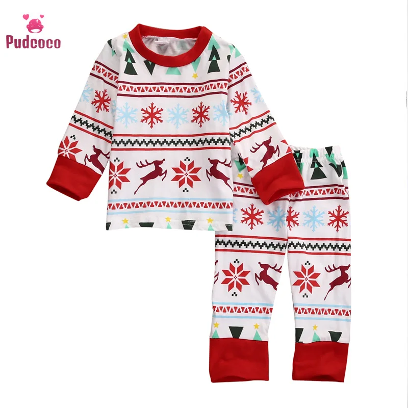 Pudcoco/детский пижамный комплект; Пижама для мальчиков с героями мультфильма «Мой первый Рождественский патруль»; осенний костюм для сна; хлопковый спортивный костюм для малышей