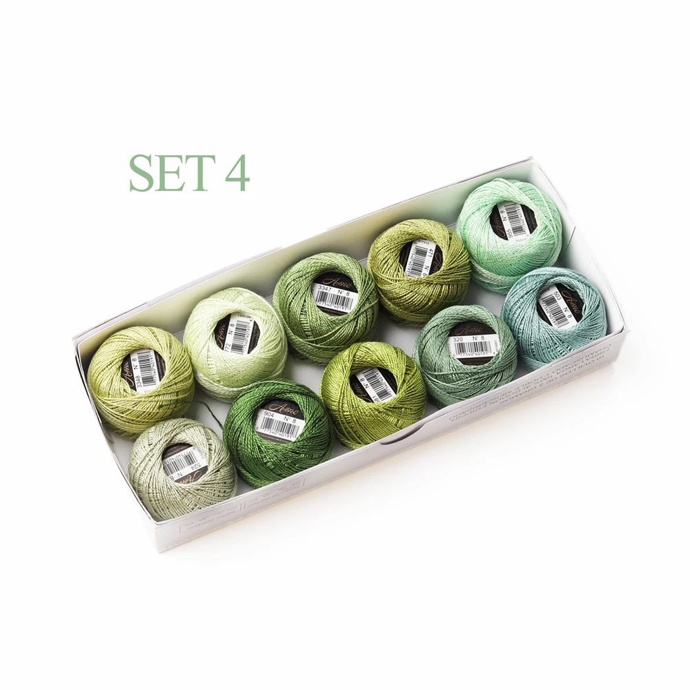 Size 8 Pearl Cotton Crochet Thread Double Mercerized Long Staple Egyptian Cotton DM*C 120 Colors Available 10 Balls Box 43 Yards