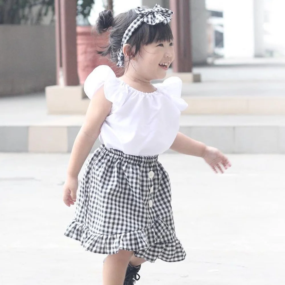 Весенний костюм для девочек новый дизайн топ с рукавами крылышками и