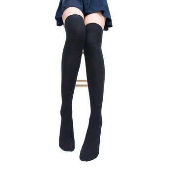 

New Women Socks Fashion Casual Knit Thigh High Over Knee Cotton High Socks Girls Womens Female Long Knee Boots Sock