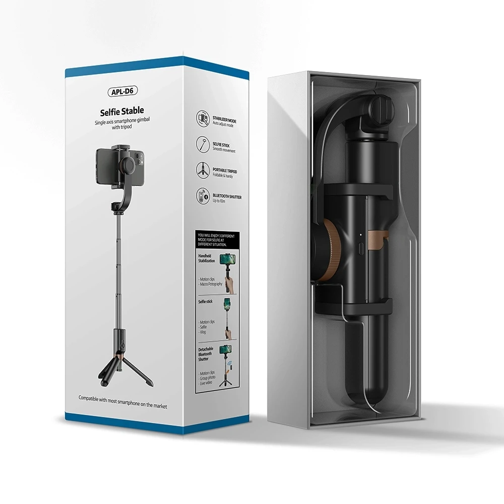 Registro de Vídeo Smartphones sem Fio Apexel Telefone Estabilizador Universal Handheld Cardan Estabilizadores Bluetooth Selfie Vara Vlog - Image 6