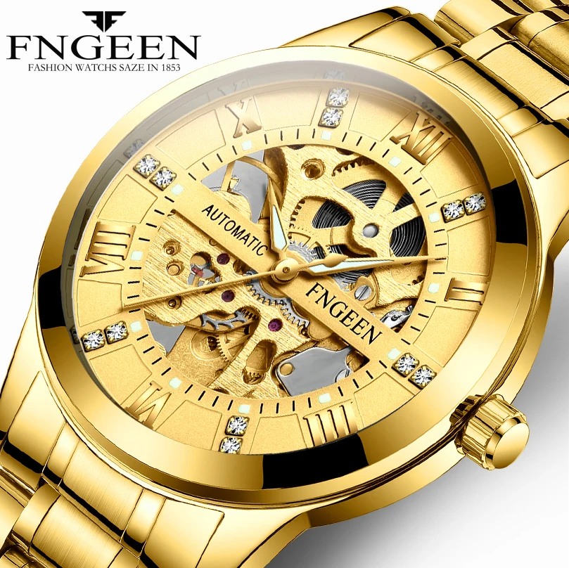 

FNGEEN 2020 Top Brand Luxury Men Automatic Mechanical Watch Gold Watch Stop Watch Skeleton Tourbillon Wristwatch Homme Relogio