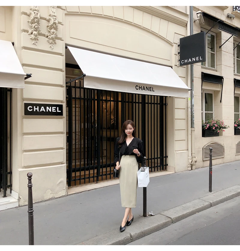 BGTEEVER Office Lady Solid Bodycon High Waist Long Pencil Plain Skirt for Women Spring Split Workwear Modern Female Skirts
