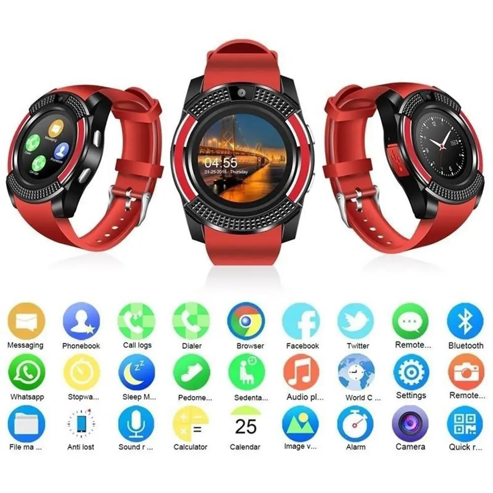 Bluetooth Движение SmartWatch Smartwatch сенсорный экран наручные часы с камерой/слотом для sim