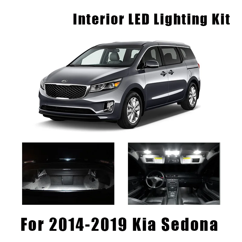 11 Bulbs White Canbus LED Car Ceiling Light Interior Kit Fit For Kia Sedona- Map Dome Mirror License Lamp