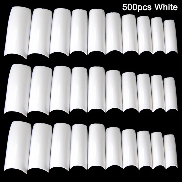 100/500pcs Nails Half French False Nail Art Tips Acrylic UV Gel Manicure Tip Nail French Nail Piece Finished uñas postizas DIY 500pcs White