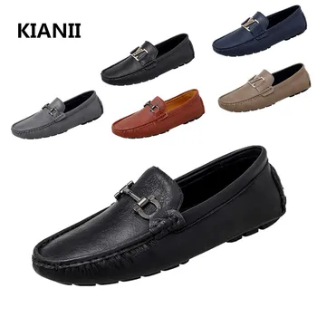 

Men's black business overshoes fashion hand-sewn soft casual leather shoes lightweight convenient travel bean shoes 39-48size