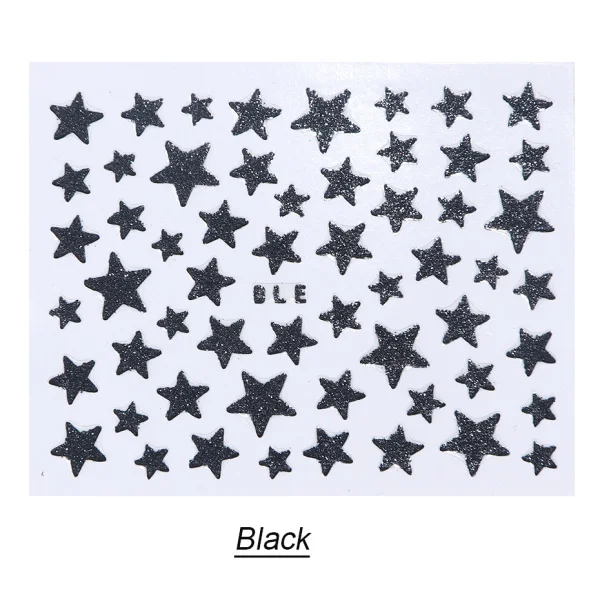 1 лист женские наклейки для дизайна ногтей 3d наклейки для ногтей Блестящий сверкающий наклейки со звездами на ногти инструмент для украшения маникюра LANC132 - Цвет: Черный