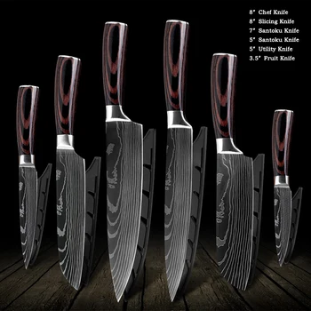 

Muz Kitchen Knife Set Professional Chef Knives High Carbon Stainless Steel Cooking Cutting Slicing Cleaver Non-stick Blade Slice