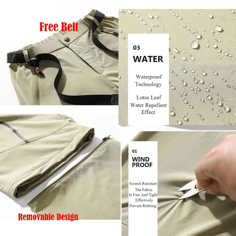 NUONEKO High Stretch Hiking Pants Men Women Outdoor Quick Dry Removable Camping Trekking UV Protection Fishing Trousers PN52