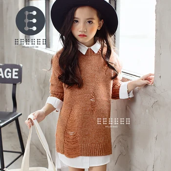 

Girls Clothing 2020 Autumn Winter Children Sweaters Long Sleeve Outerwear O-neck Kids Knitwear Baby Clothes Camel girls clothes
