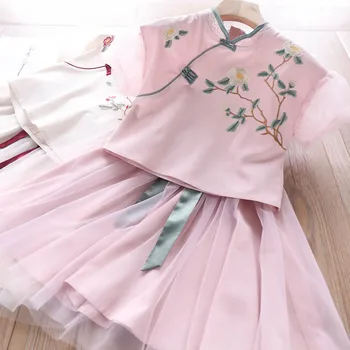 

2020 Summer Girls Chinese Style Embroidery Dress Children's Clothing Wholesale