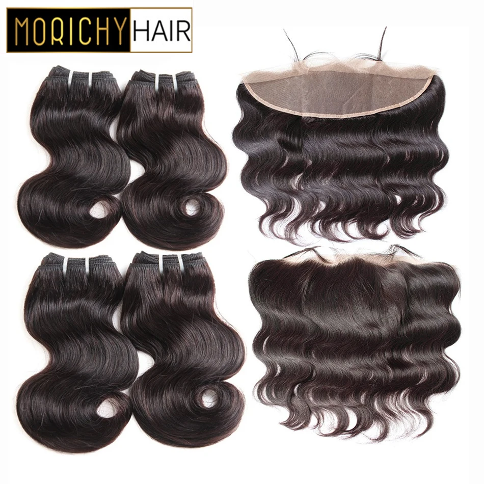 

MORICHY Body Wave Bundles with 13X4Lace Frontal Malaysian Hair Non-Remy Human Hair Weave Bundles tissage cheveux natural Hair