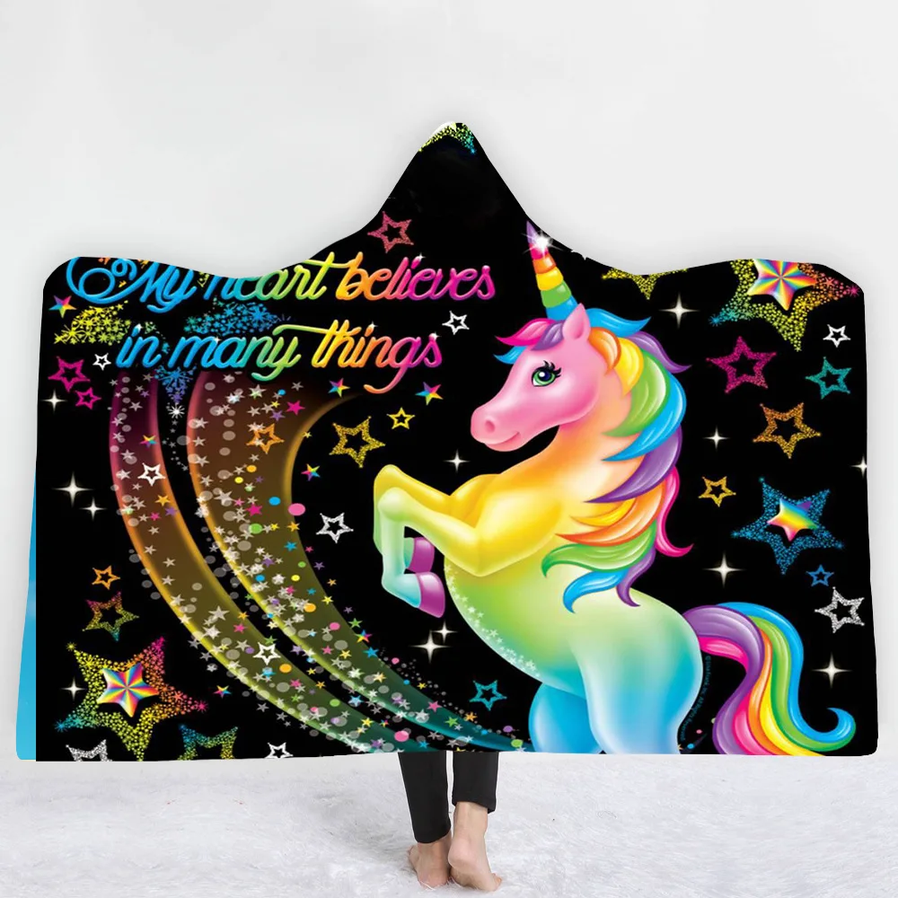 

Magic Cloak Hooded Mantle Blanket Child Blanket Hat Double Layer Plush Blanket Unicorn Customizable Cross Border