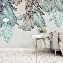 Цветочная настенная бумага дешевле настенная HD Минималистичная настенная бумага цветочный холст печать для спальни фон 3d настенная Бумага Синий