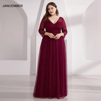 

JANCEMBER EP00806 Light Wedding 2020 Summer New V-Neck Plus Size Evening Dress 2020 vestido festa
