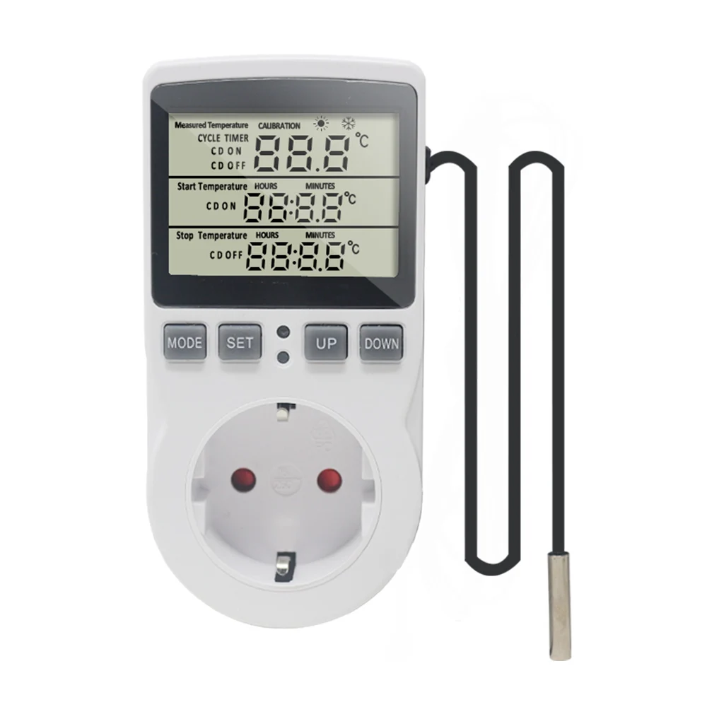 KT3100 Digital Thermostat Socket Incubator Temperature Controller Outlet With Timer Switch 16A 220V for Heating Pad Heat Mat