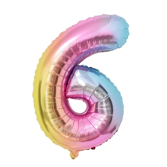 1Set Rainbow Unicorn Balloon 32 inch Number Foil Balloons 1st Kids Unicorn Theme Birthday Party Decorations Baby Shower Globos 32inch 6
