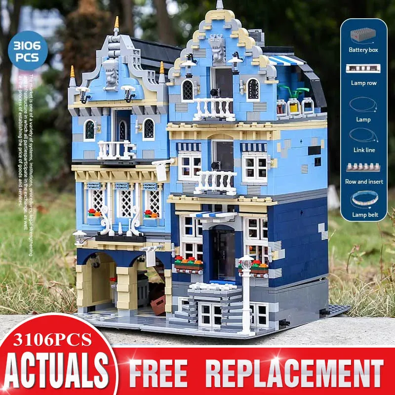 Mould King City Street European Market Shop Building Blocks Kits Children Toys Gifts Compatible with 10190 Bricks Set | Игрушки и хобби