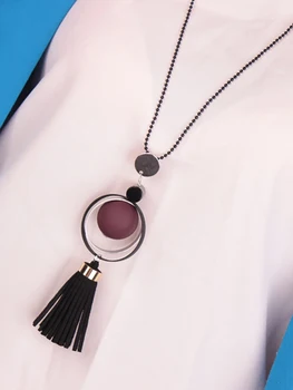 

Rainbery Fashion Bohemian Geometric Wood Handmade Vintage Tassel Long Sweater Chain Necklace Fashion Women Jewelry