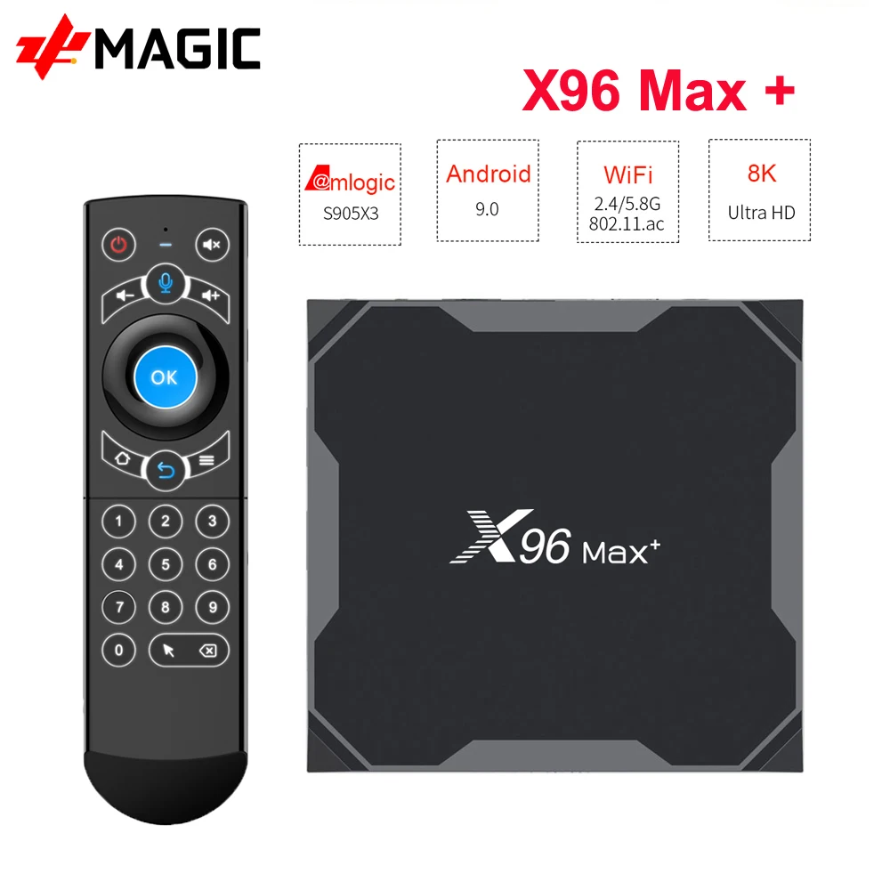 ТВ приставка Android 9 0 X96 MAX Plus 4 Гб 64 ГБ 32 четырехъядерный процессор Amlogic S905X3 8K