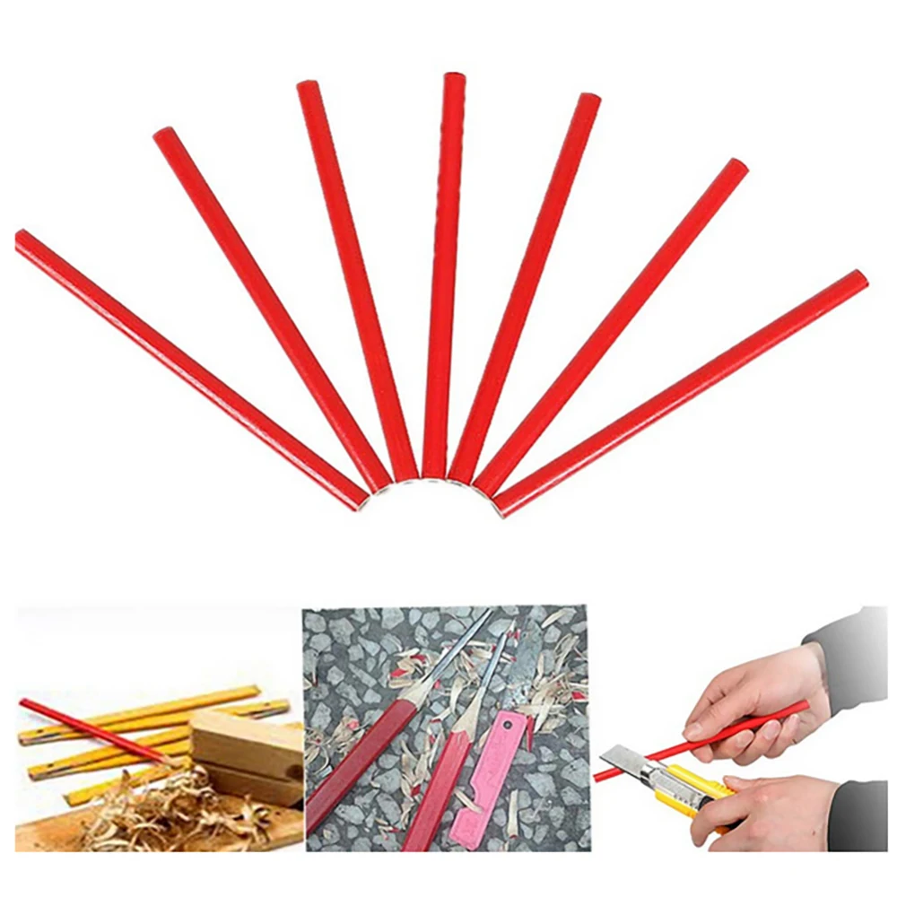  10Pcs Wood Carpenter's Pencils 175mm Marker for DIY Carpentry Crafts Stationery Leave Clear Mark On