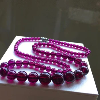 شراءحقيقية الطبيعية الأرجواني العقيق كريستال واضح قلادة من خرز دائري 4.3/10.8 مللي متر النساء مجوهرات الأزياء شهادة AAAAAA