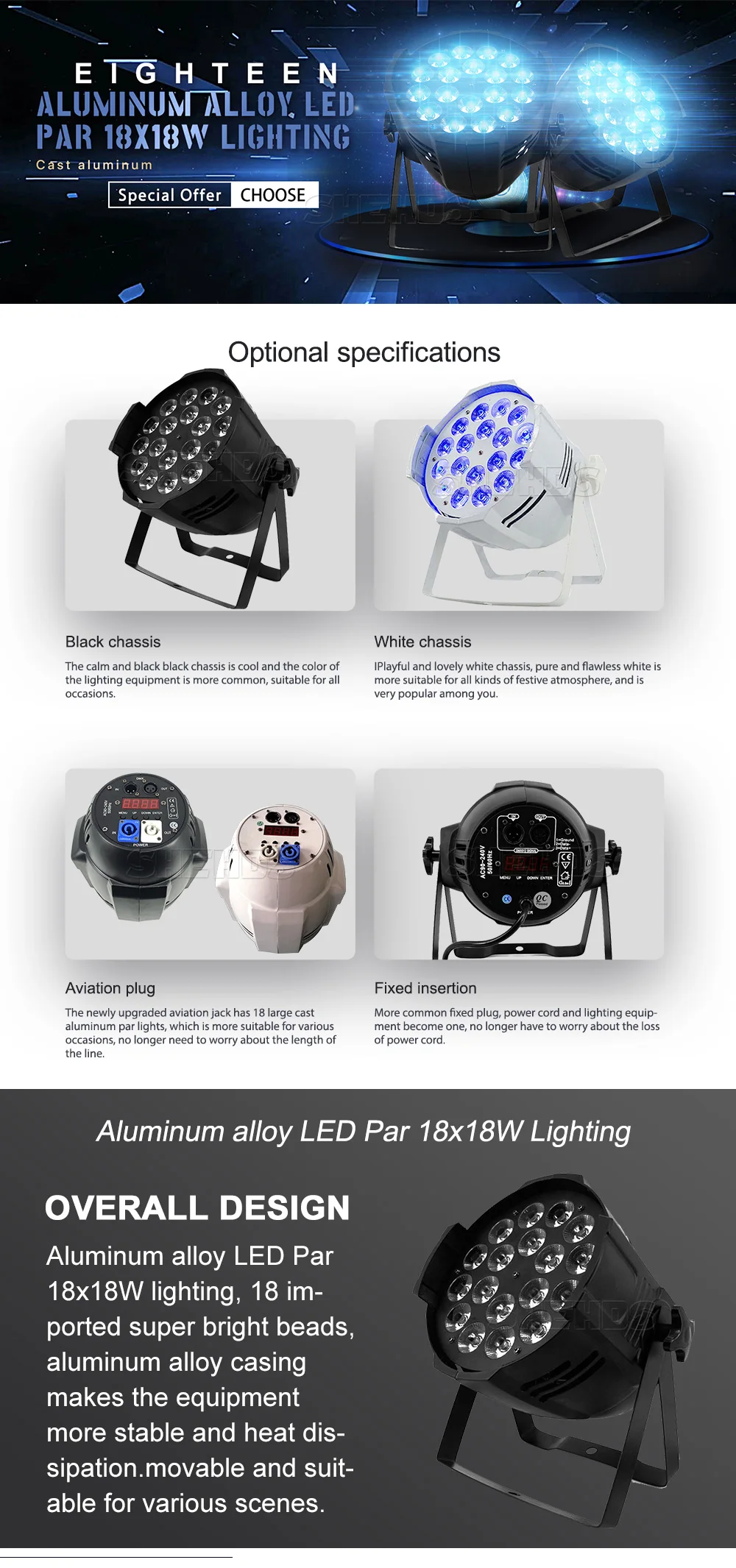 SHEHDS алюминиевый сплав светодиодный Par 18x18 Вт RGBWA+ UV 6в1 светодиодный Par Светодиодный прожектор DJ проектор Освещение сцены