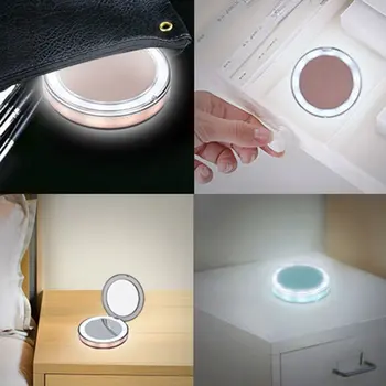 

Mirror Make Up Light Vanity Magnifying Pocket Compact Spiegel Portable Mirror With Led Light Usb Charger Cosmetic Tool