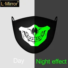 L. Mirror 1 шт. светящаяся хлопковая унисекс противопылевая черная маска для рта с светящимися зелеными зубами вампира для мужчин, женщин и мальчиков