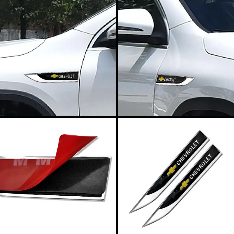 

2pcs Zinc Alloy Car Badge Decal Metal Fender Side Sticker Car Sticker For Chevrolet Cruze Captiva Lacetti Aveo Niva Trax Onix