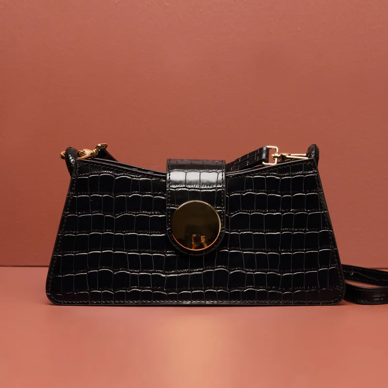 

19 New Style French Designer Retro Mirror Bread Metal Round Button French Stick Single Shoulder Casual Women Bag Handbags
