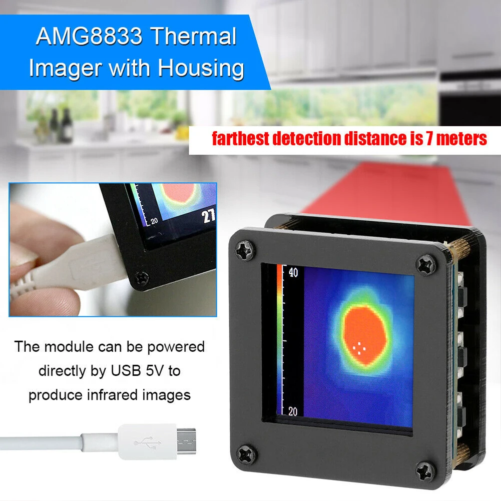 Электронный ИК 8x8 USB 5 В тепловизор камера инструмент модуль сенсор аксессуары температура с корпусом портативный AMG8833 DIY