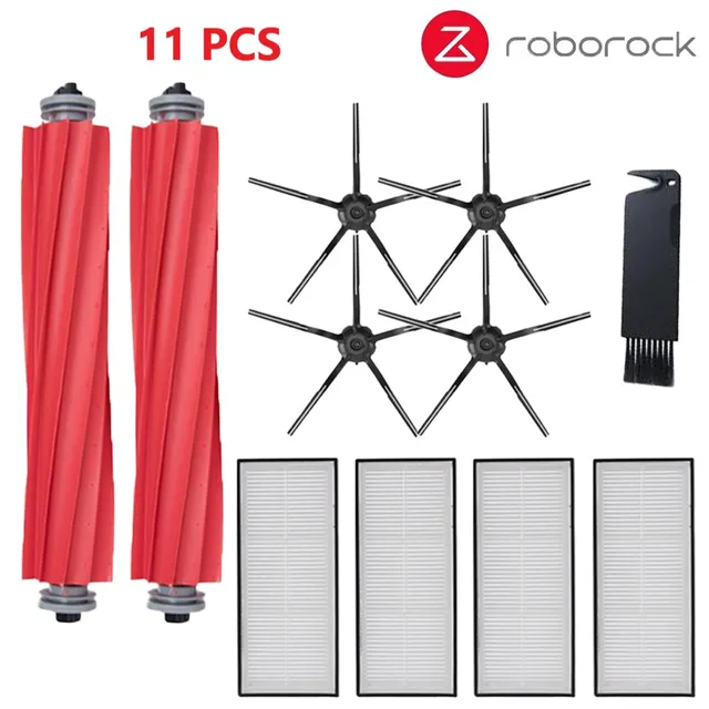 Roborock S7 S70 S7Max T7S T7S Plus Main Brush Hepa Filter Mop Pad Spare Parts Vacuum Cleaner Accessories Black 11pcs